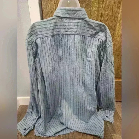 Eddie Bauer Shirt Mens TXL XL Tall Blue Striped Relaxed Fit Button Up - Picture 3 of 7